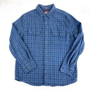 ALESBURY Shirt Mens Medium Blue Plaid Long Sleeve‎ Flannel Button Up